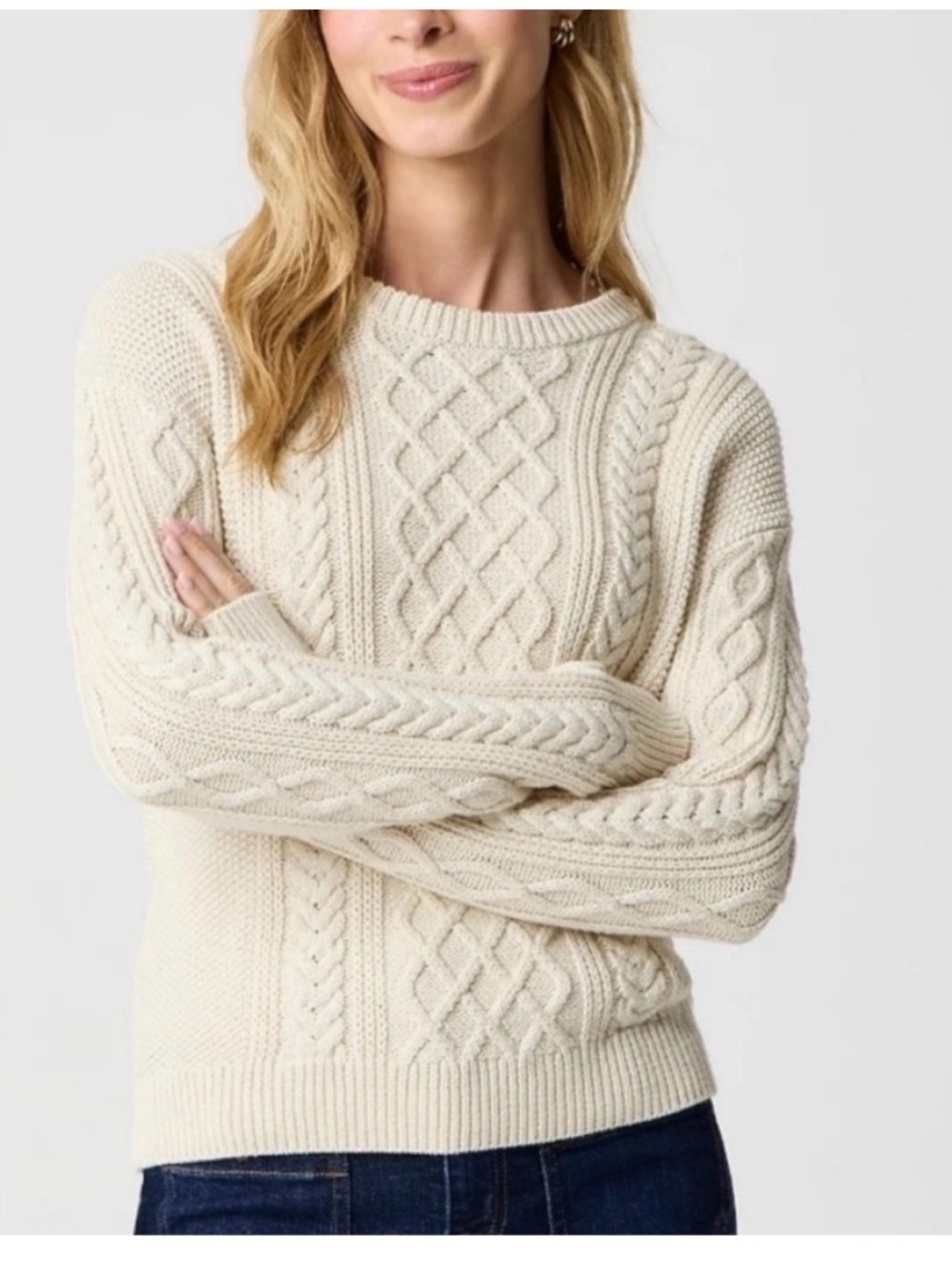 J.Crew cable-knit crewneck sweater